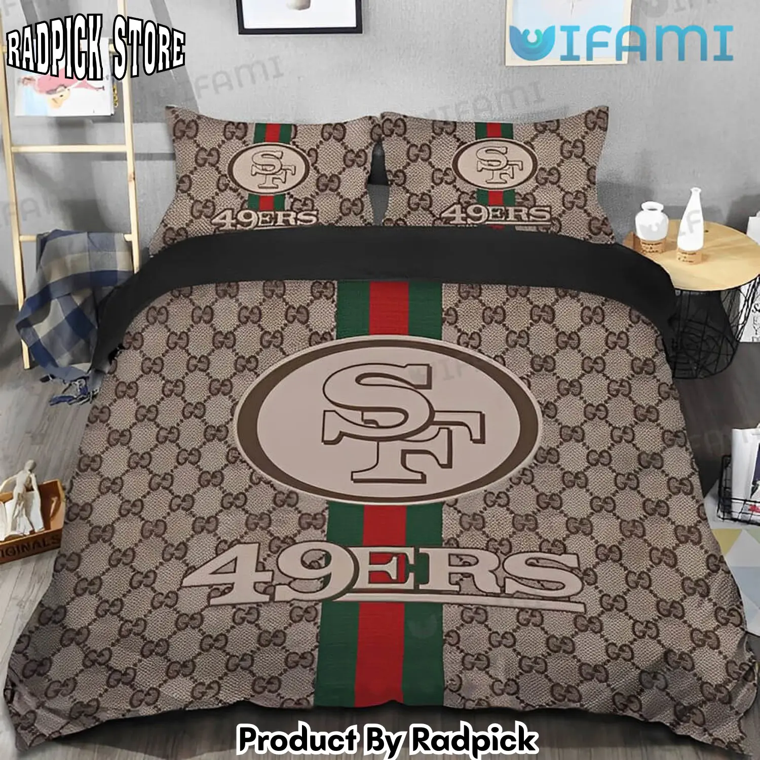 Radpick 49ers bedding set gucci pattern logo san francisco 49ers gift rp3278936